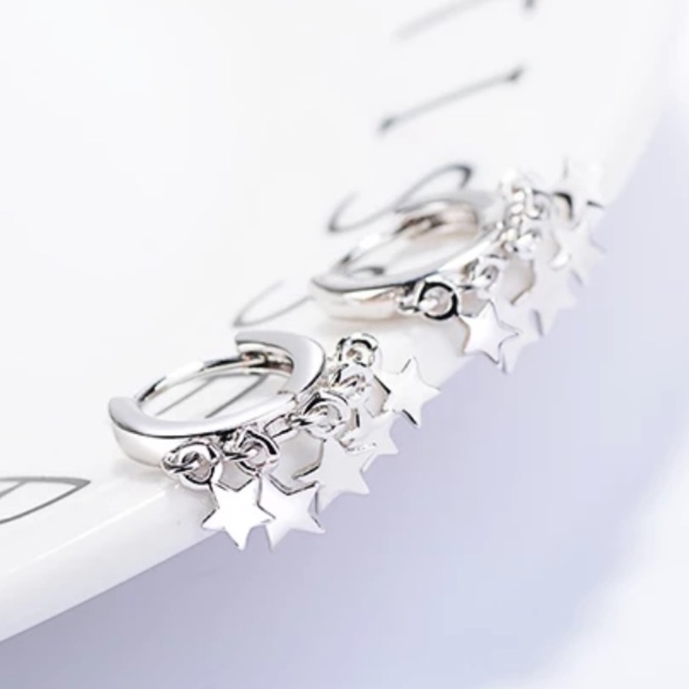 NEW EARRINGS 925 STERLING SILVER STAR EARRINGS - Picture 3 of 5